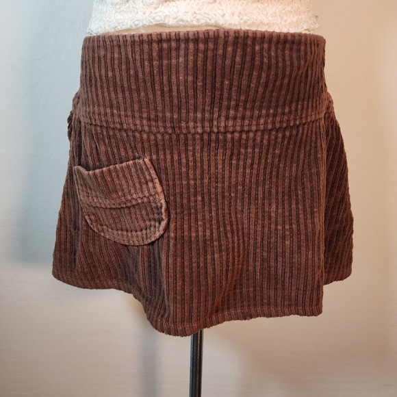 Final Touch Dresses & Skirts - Final Touch Brown Corduroy Mini Skirt Retro Pocket A Line Womens